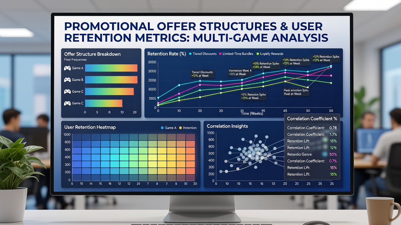 Analytics dashboard displaying retention curves linked to different promotional offer types