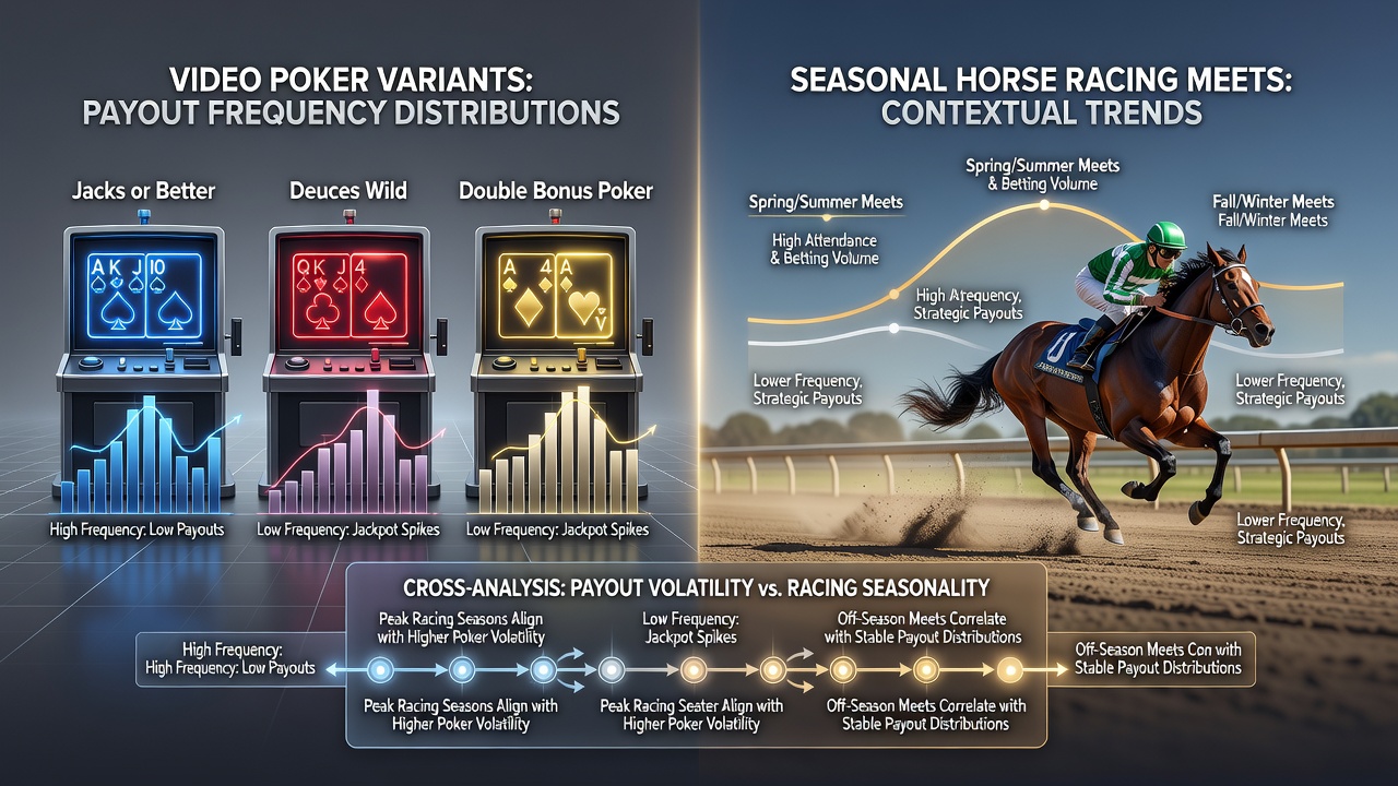 Graph illustrating overlap between video poker bonus utilization and horse racing meet schedules in July 2026