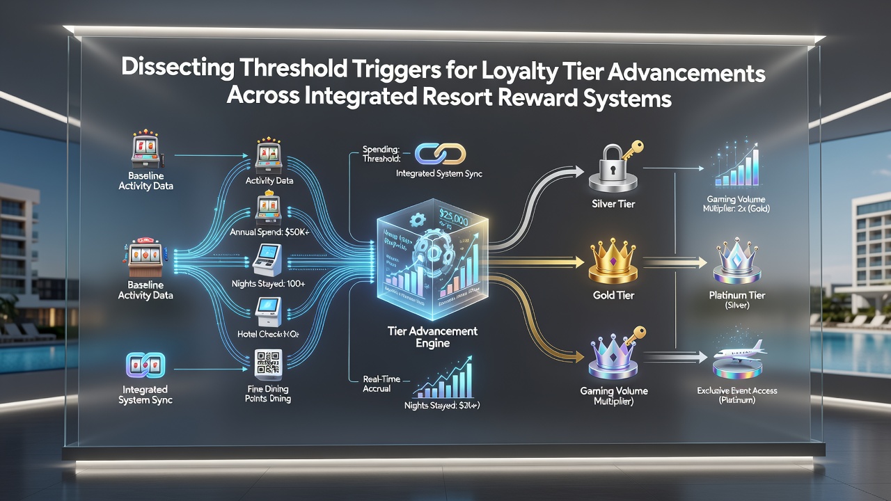Casino floor view with loyalty kiosk stations and player tracking displays at an integrated resort