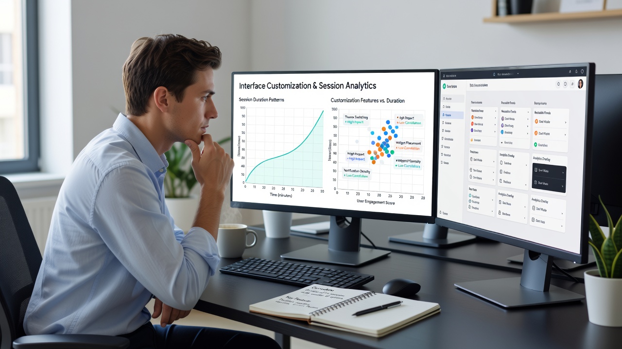 Analytics dashboard displaying session duration trends linked to interface preference settings