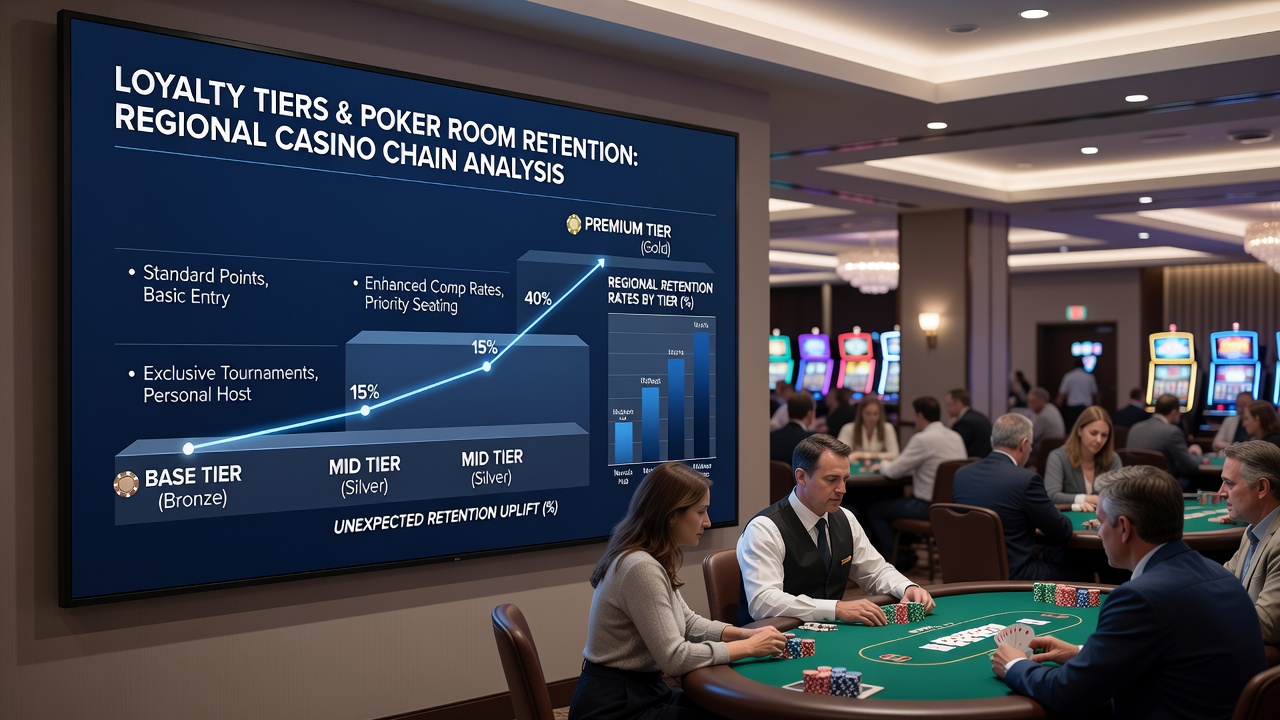 Regional casino loyalty desk staff assisting poker players with tier status upgrades and comp redemptions